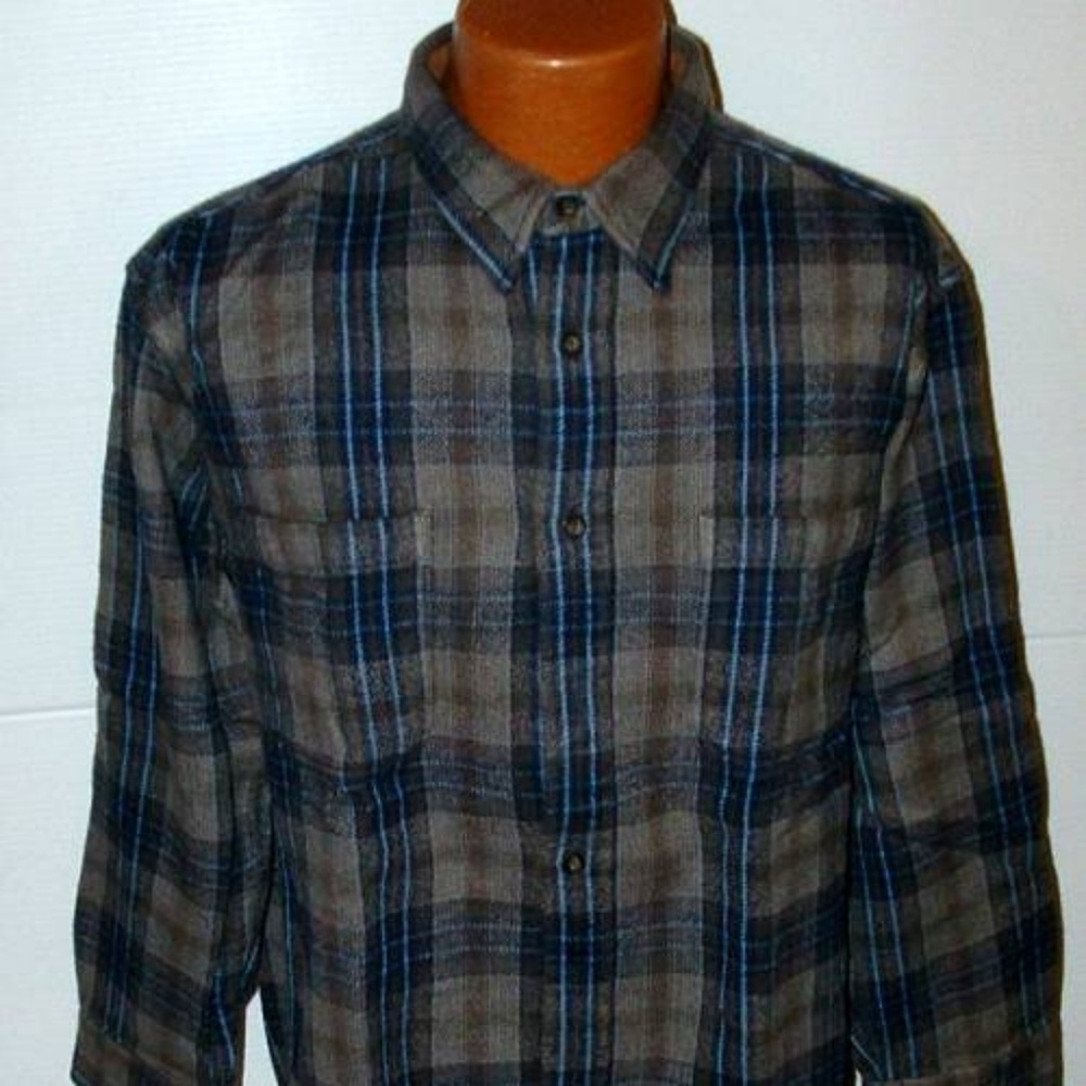 St John's Bay cotton Plaid flannel  LS shirt lg